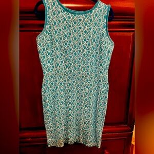Vintage 60’s Blue Brocade Knit Shift Dress